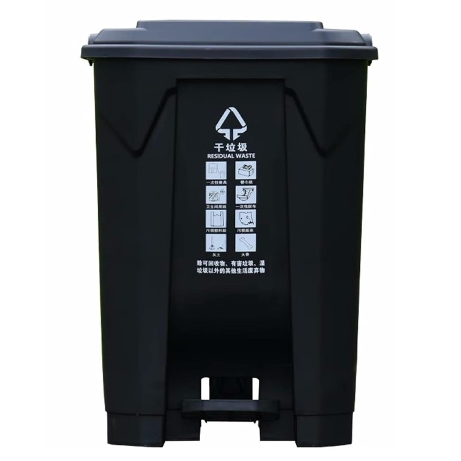 VITIWEDTY Commercial Outdoor Trash Can with Wheels, Thickened Plastic Garbage Container for Indoor (Black 100L)