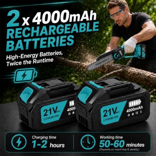 Image of TNELTUEB 4-In-1 Cordless Pole Saw & Mini Chainsaw, 1000W Brushless Motor