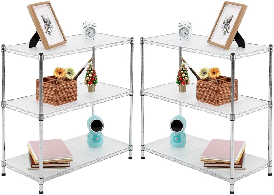 Amazon.com: EZPEAKS 2-Pack 3-Shelf Shelving Unit with 3-Shelf Liners ...