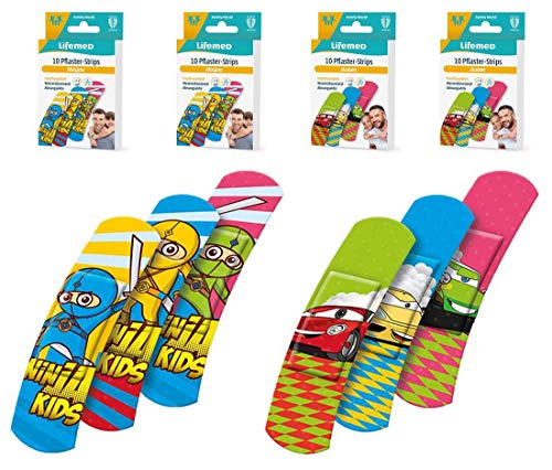 varivendo Lifemed - Blocco note + 40 cerotti per bambini, diversi motivi, 4 confezioni