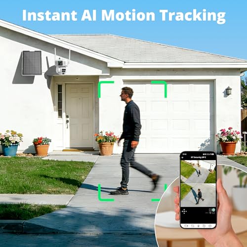 4G Cellular Security Camera, 4K Wireless Outdoor Solar Cam 3 Lens, LTE or WiFi 2 Mode, 10x Optical Zoom, 360° PTZ AI Tracking, Local Storage & 64G SD Card Included, 12000mAh 9W Bullet-PTZ Cam by Dragon Touch - Image 4