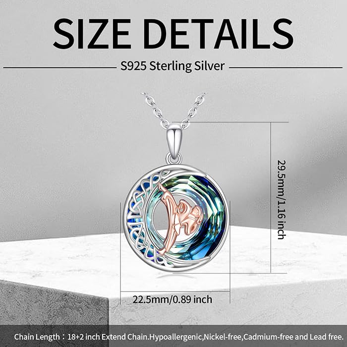 LES OSEWA Crescent Moon Celtic Necklace Sterling Silver Crystal Jewelry Graduation Birthday Gifts for Women2
