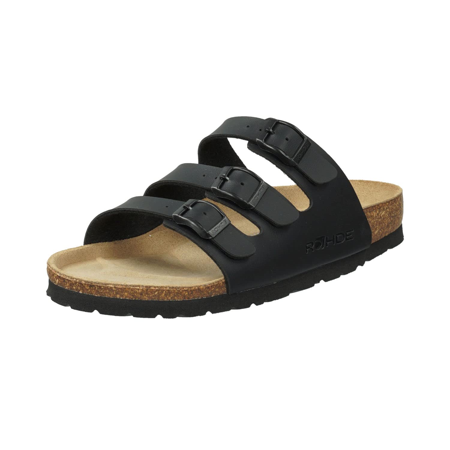 Rohde Alba Women's Classic Sandals, Mules, Summer Shoes, Slippers, Cork Footbed, Black (Black 90), 4 UK