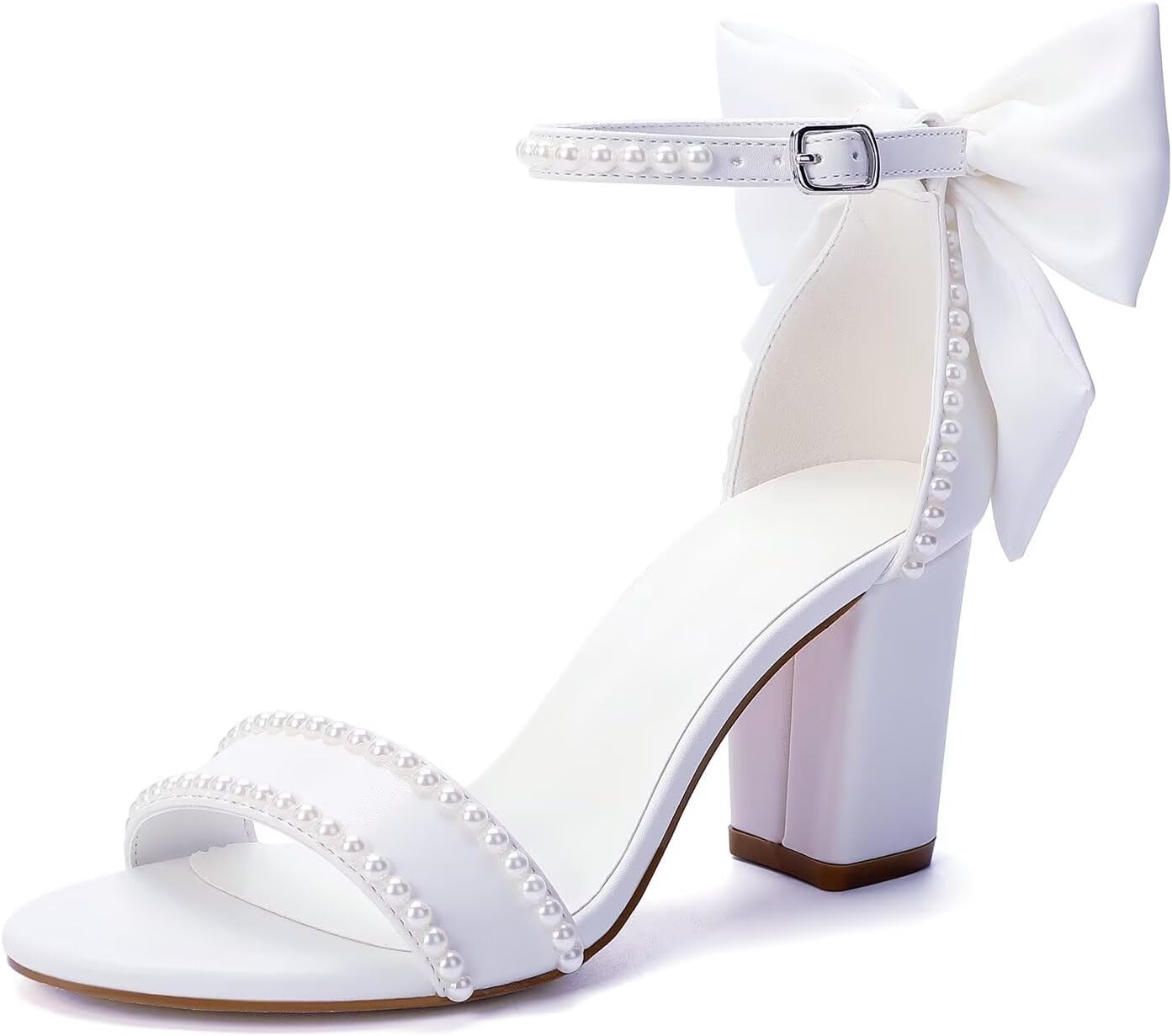 Block Heel Wedding Shoes Bride - Open Toe Comfort