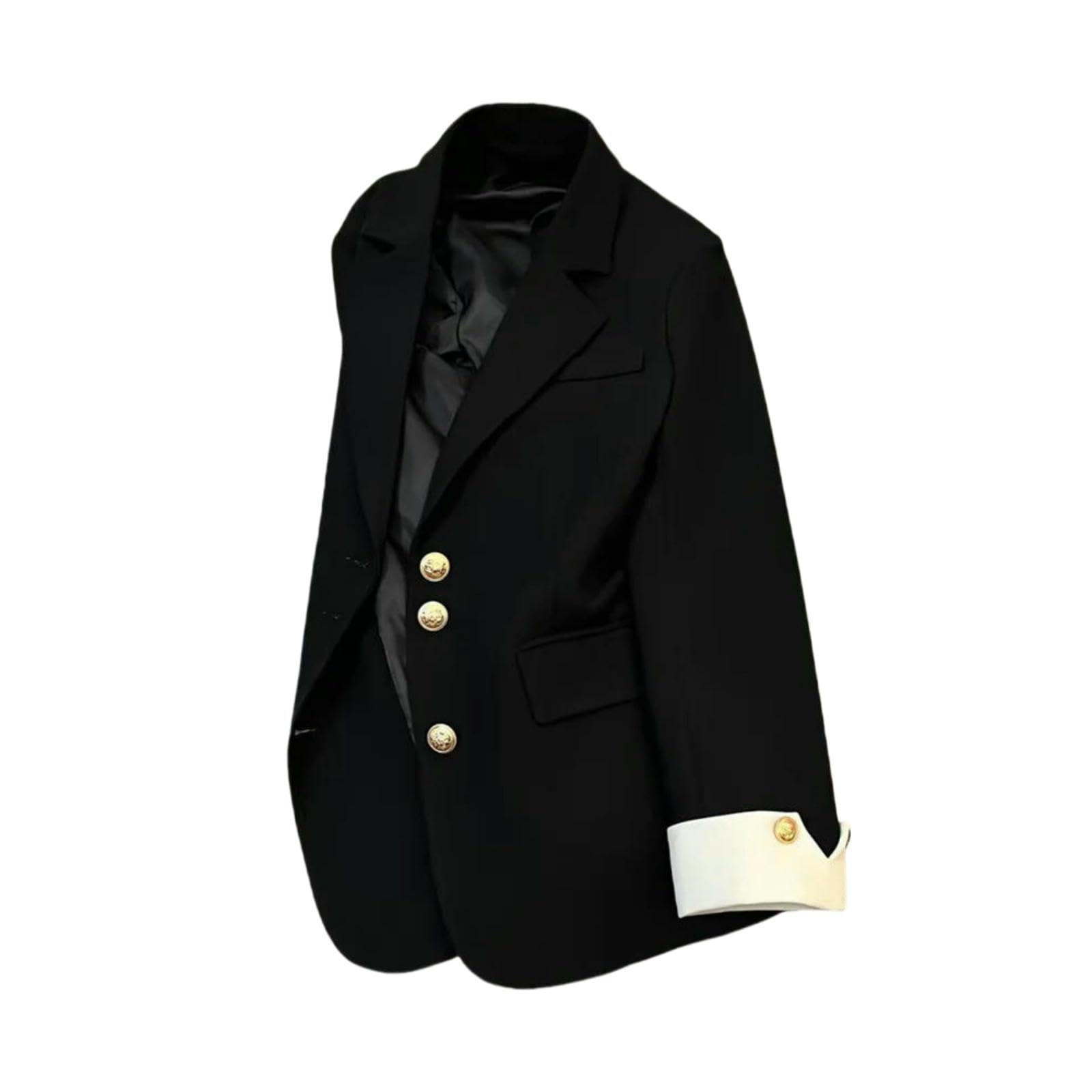 Abbigliamento Donna Donne Officile Lunga Lunga Lady Blazers Autotungno Invellato Singolo Singola Singola Singola Scella-Nero-s