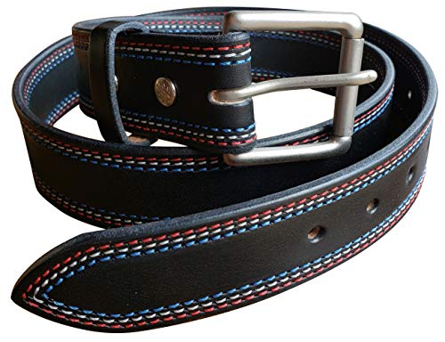 Red, White & Blue Stitched, Freedom Belt, Full Grain Leather, Made in the USA