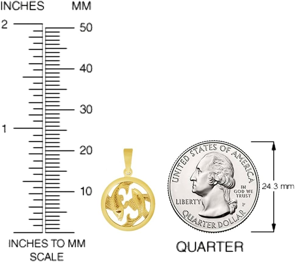 14k Yellow Gold Round Zodiac Sign Charm Horoscope Pendant (Small)