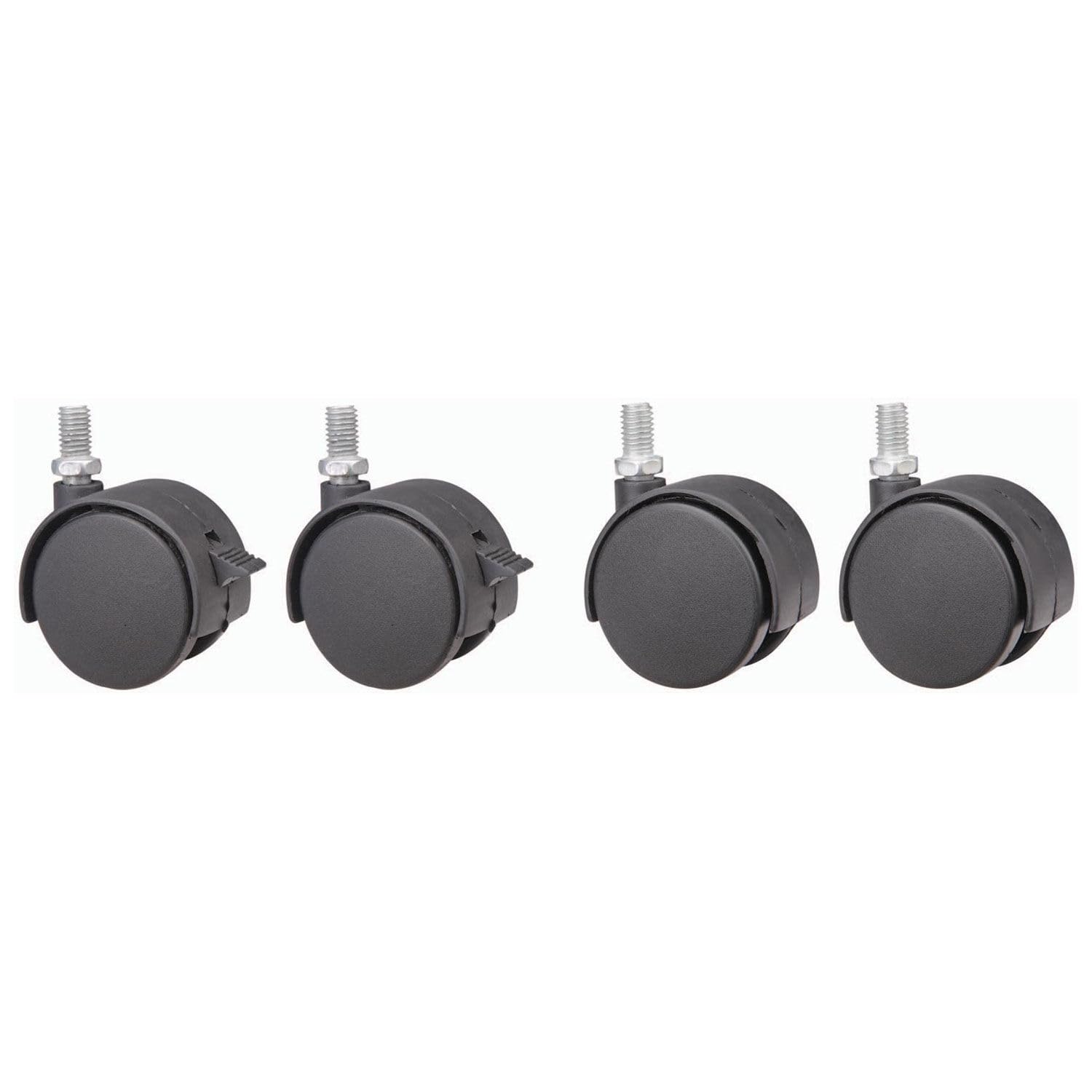 2" Caster Kit for Pedestal File by Global Industrial – Steel & Rubber, Black, Model 248891