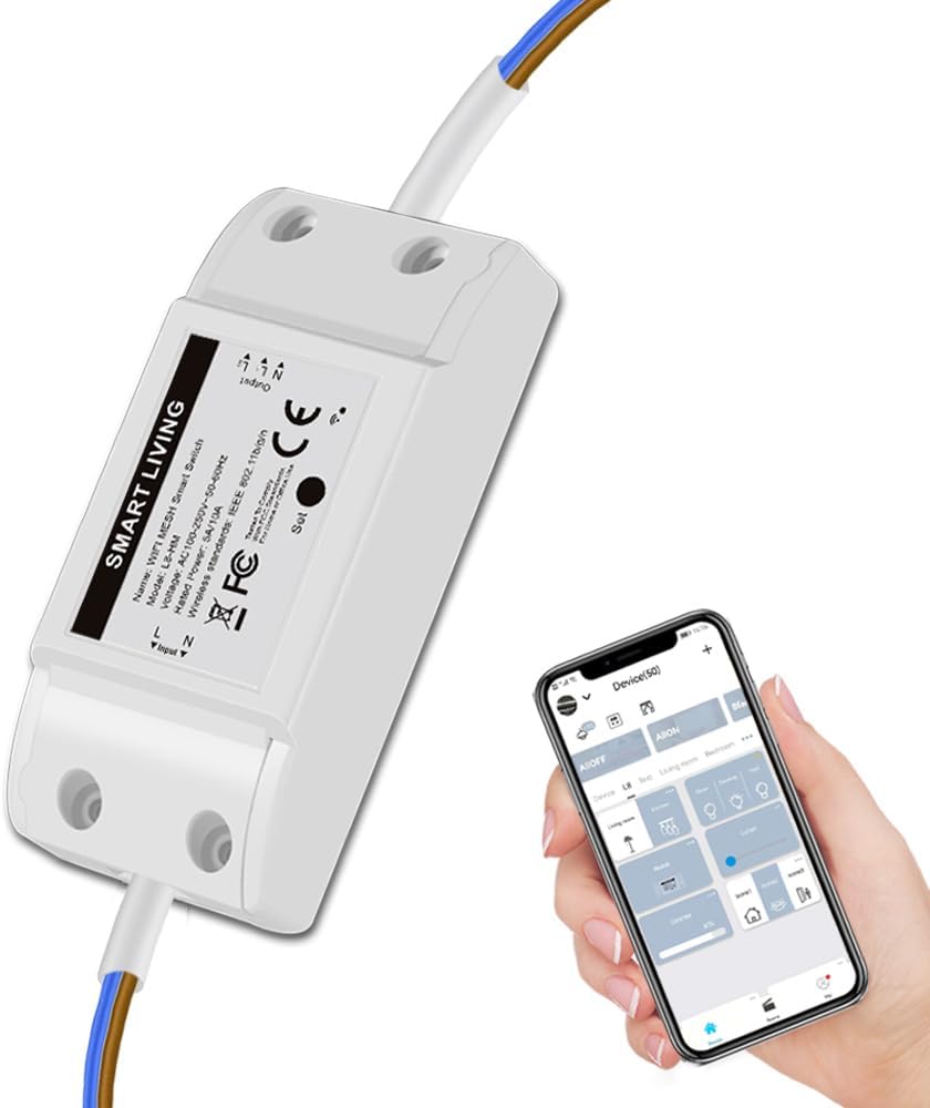 LANBON L8-HM Mesh WiFi Mini Relay Smart Switch, Smart DIY Module Switch for Smart Home Automation Solution, Wireless Smart Light Switch Works with Alexa & Google Home, Neutral Wire Required