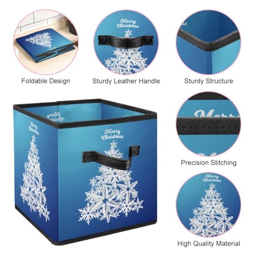 Boîte de rangement pliable flocon de neige cube en tissu pour placard - 5