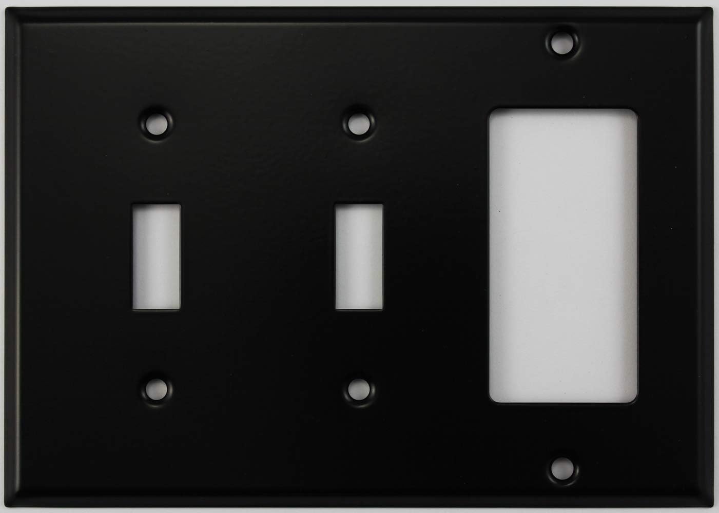 Black 3 Gang Combo Wall Plate - 2 Toggle Light Switches 1 GFCI/Rocker Opening