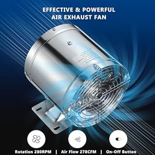 150mm Estrattore Assiale, Metallo Ventilatore In Linea, Alto Flusso d'Aria per Bagno,WC, Cucina, Ufficio,Tenda, Serra,Garage - Argento