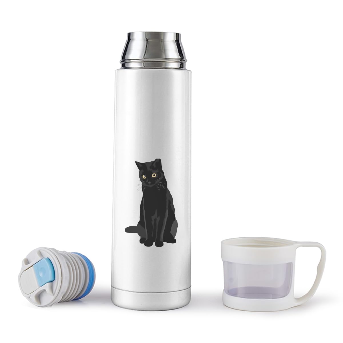 Amazon｜水筒 黒猫 猫柄 ネコ 魔法瓶 ステンレスボトル マグボトル