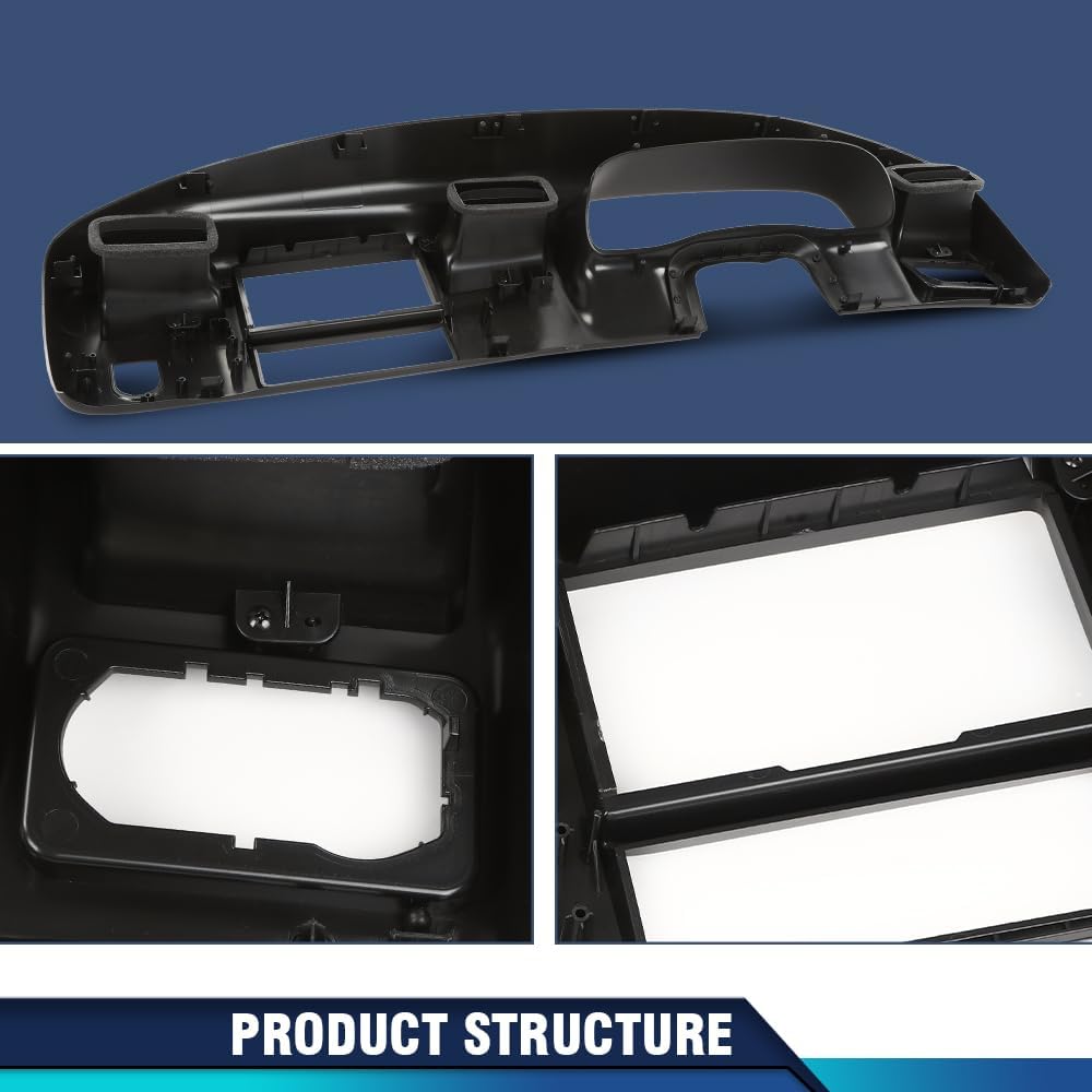 PIT66 Dash Bezel Radio Cluster Trim Panel Compatible with Ford F250 F350 Super Duty 1999-2004 Black