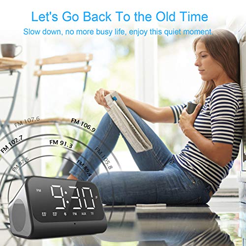 image for Wisoee Bedside Clock Radio, Digital Alarm Clock with Bluetooth Speaker