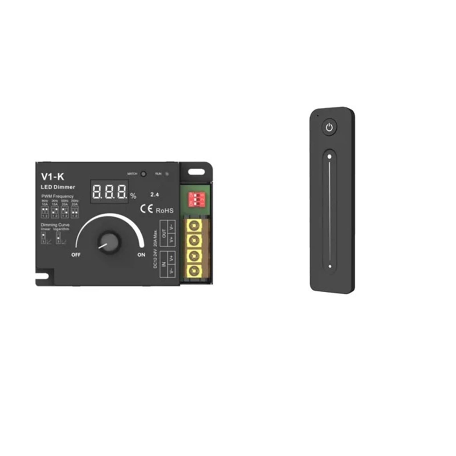 Control remoto R11 y dimmer LED PWM V1-K DC 12V 24V 8A para regular tiras de luces monocolor