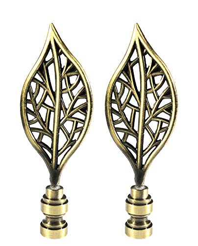 Image of Royal Designs, Inc. Decorative Leaf Lamp Finial, Antique Brass, Pack of 2