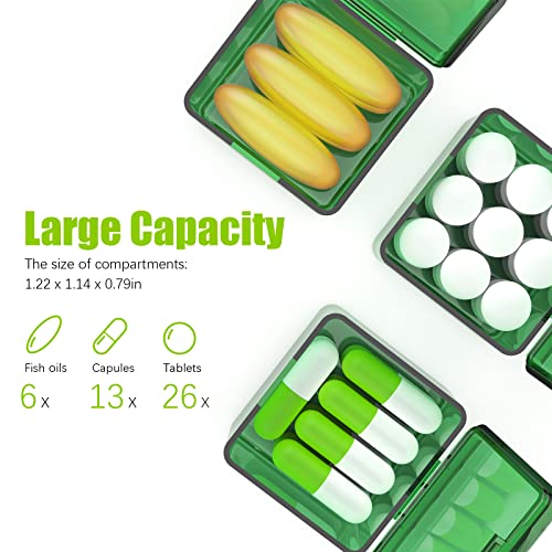 Image of Monthly Pill Organizer Once a Day - 30 Day Pill Organizer Box - Easy to Open - Large Compartments Portable Case for Travel, Month Pill Cases Medicine Organizer for Vitamin (Bronze - Dark Green)