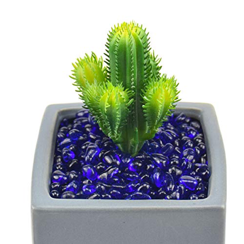 WAYBER Glass Stones, 1Lb/460g Irregular Sea Glass Pebbles Non-Toxic Artificial Gemstones for Gem Display/Vase Filler/Terrarium Flowerpot Aquarium Turtle Tank Decoration, Deep Blue