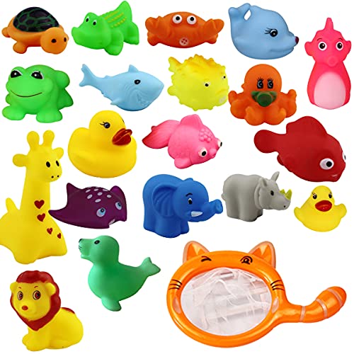 dancepandas Juguetes de Baño Bebe 25 Piezas Juguetes Bañera Bebés Juguetes Natacion Juego de Ducha, Bebe Seguro Sin BPA, Animales Coloridos para Bebés Baño Piscina Playa Cover