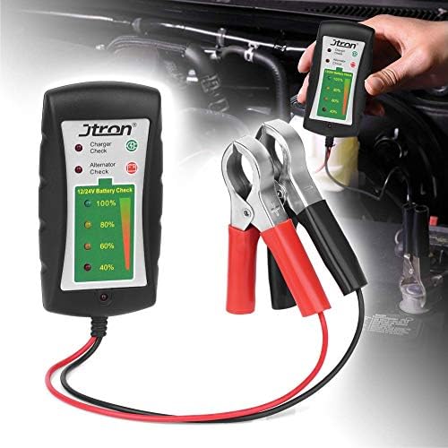 DC12/24V Automotive Battery Tester Battery Check with Large Clamps LED Display Alternator Diagnostic Testers for Cars Motorcycles Trucks