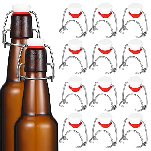 Kichvoe Flip Top Bottle Replacement Caps With Silicone Sealing Gasket 12Pcs Airtight Swing Top Lids Stopper For Glass Brewing Bottles #TOP23