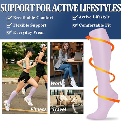 Image of Sooverki Compression Socks for Women and Men Circulation (3 /4 Pairs) is Best Support for Running Athletic Cycling Hiking