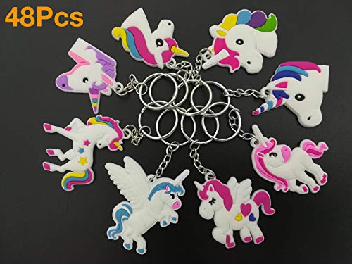 OHill 48 Pack Rainbow Plastic Keychains Key Ring Decoration Birthday Party Favor Supplies Stuffers Fillers - Thumbnail 2