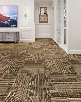Rehert 12Tiles/32 sq Ft-Carpet Squares, Commercial Carpet Tiles, 0.27" Pile Height, Tiles Carpet, PVC Backing Non-Slip, 20" x 20" Berber (Loop Pile)