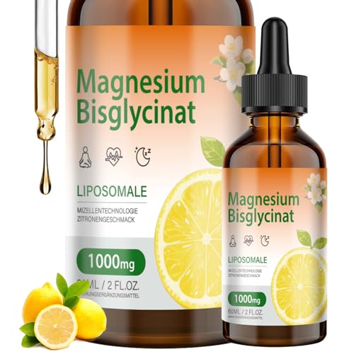 Magnesium Bisglycinat Tropfen 140 mg elementares Magnesium pro Tagesportion mit Mikellentechnologie Zitronengeschmack vegan 60 ml