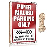  CakJuice Panneaux de bureau pour bureau drôle Piper Malibu Parking Only Panneau en bois panneaux de salle de bain amusants suspendus en bois d\'été (taille : 20 x 30 cm)
