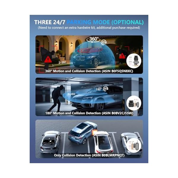 Dash Cam 4 Channel Front and Rear Inside, 360° Car Camera 4K UHD, Dash Camera for Cars Built-in Wi-Fi GPS, Dashcam with 64GB Card, Voice Control, CPL Filter, WDR Night Vision, 24H Parking Mode(V8PLUS) - Image 7