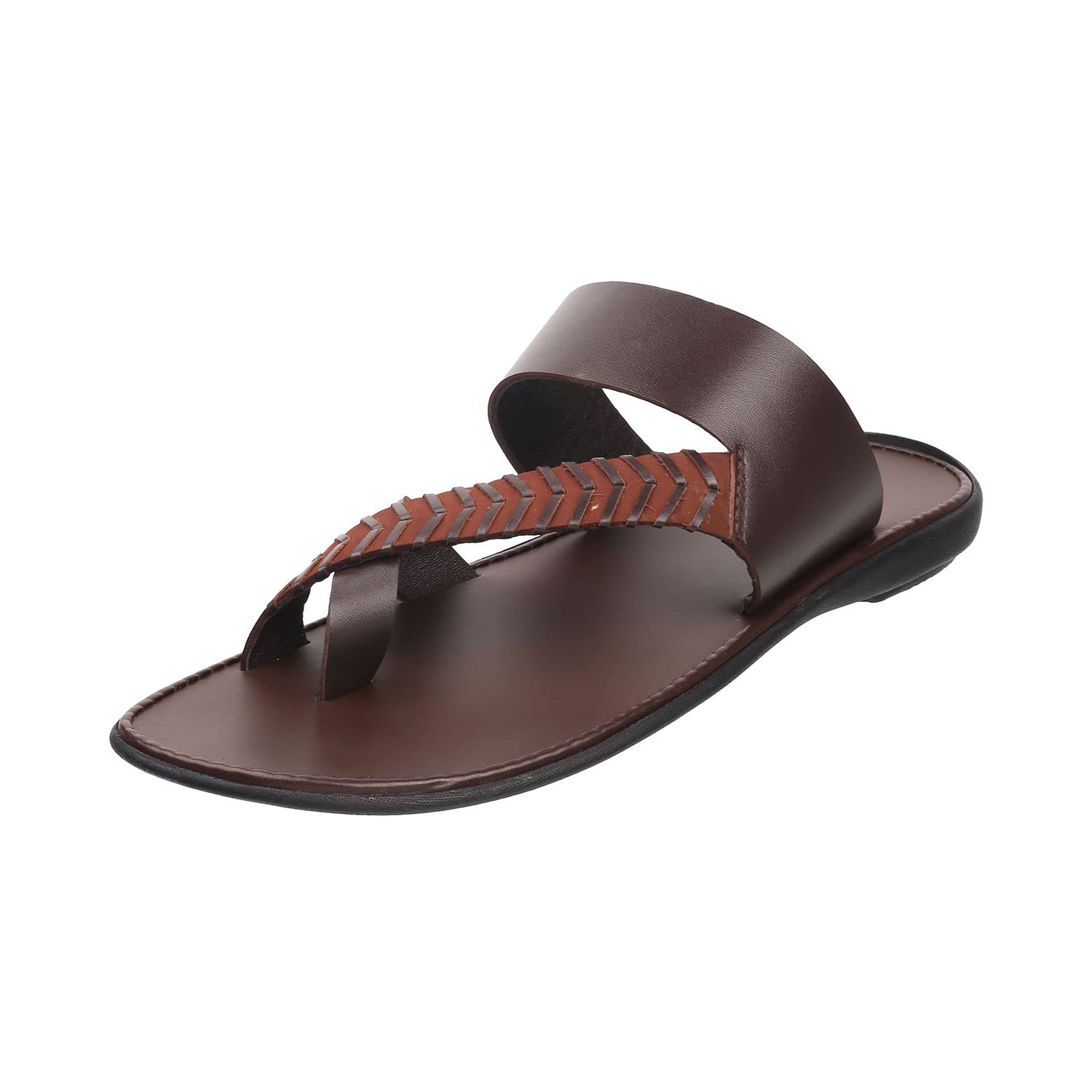 mochi Men's Faux Leather Stylish Comfy Toe Ring Slipper Sandal-picture-31