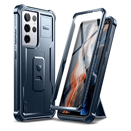 Dexnor Coque pour Samsung Galaxy S21 Ultra - Protection d'écran intégrée et béquille - Protection de qualité Militaire résistante aux Chocs - pour Samsung Galaxy S21 Ultra 5G - 6,8' - Bleu Marine