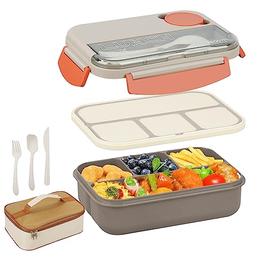 1300ml Bento Box Lunch Boxes with 4 Compartments - Leak Proof Bento Box with Insulated Bag, Bento Boxes Food Storage Container for Adult Work School, Microwave Dishwasher Safe