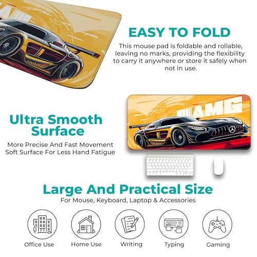 Image of Mercides-AMG Gaming - Extended 60x30CM Large with Stitched Edges, Rubber Base, Non-Slip Design for Ultimate Gaming Setup - Perfect Accessories!