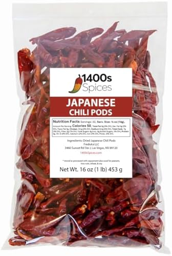 1lb Japones Dried Whole Chile Peppers, Japanese Red Pepper
