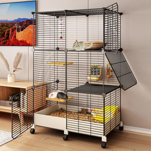 Chinchilla-Käfig Großer Rattenkäfig mit integrierter Ablage und Metalldraht, leicht zu reinigen und zu bewegen, ideal für Meerschweinchen