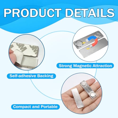 16 Paar Magnetische Namensschilder, Magnet Namensschild Starke Wandmagnete Bild Aufhänger, Magnetischer Vorhang Verschluss Bildaufhänger Magnetname Abzeichenpaket 13*45mm (1 Paar mit 1 Kleber)
