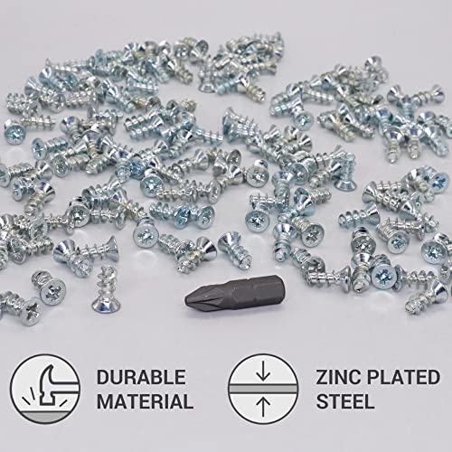 SKIR'CO (100 pcs) Zinc Plated Euro Screws 5.0 x 11 mm, Drawer Runner Screws, Flat Countersunk Head, Hinge Screws - Image 3