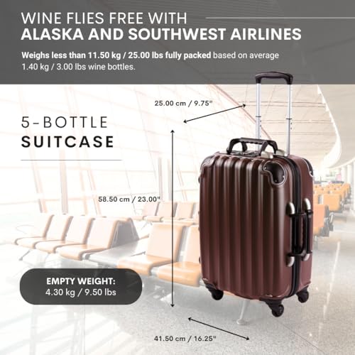 VinGardeValise® The Piccolo Wine Suitcase – 5-Bottle Travel Luggage, TSA-Approved, Durable Hard...