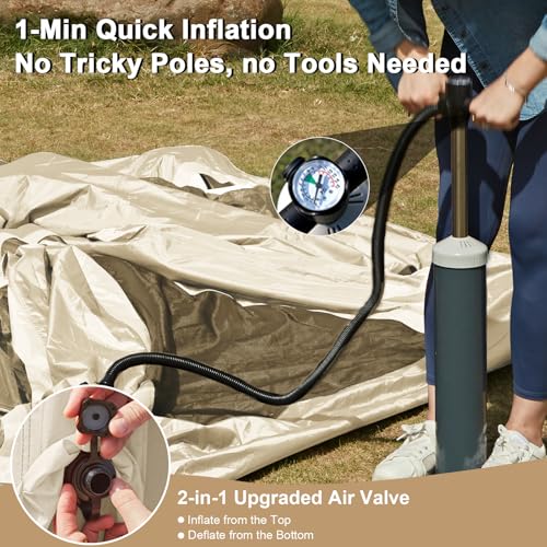 Image of Inflatable Tents for Camping,Easy Blow Up Tent with Hand Pump,4 Seasons Waterproof Air Inflatable Camping Tent House for Family Weekend Camping