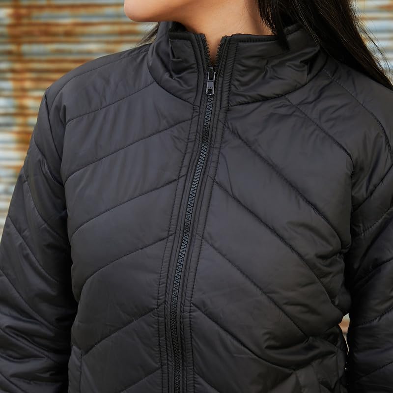 Image of PINACOLADA Women's Fleece-Lined Biker Jacket for Casual Wear | Spread Collar | Long Sleeve | Zipper Closure | Jacket Crafted with Comfort Fit for Everyday Wear