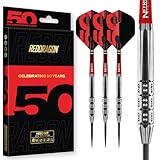 RED DRAGON Darts - 50 Jahresklassiker-Kollektion - Hexoset 3-25g - 85% Wolfram - Professionelles dartpfeile metallspitze Satz - Enthält Steeldarts Pfeile Flüge und Dart Schäfte