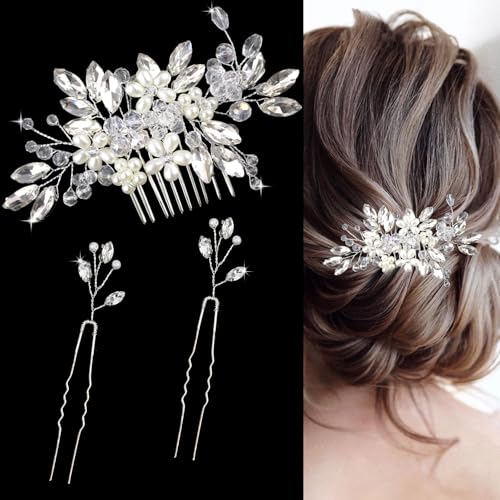 Accesorios de cabello para bodas con peine y alfileras miniatura 1