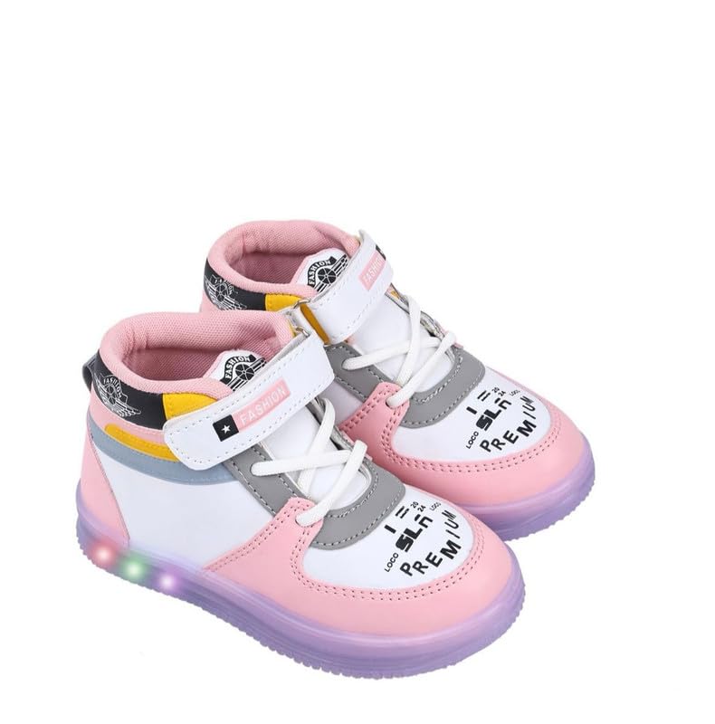 SNEAKER JUNKIES Kids PVC Mid-Top Strap Closure Led Light Casual Shoes for Baby Boys & Girls (Multi, 3-4 Years). (B0D34VB6BK) Amazon Price History, Amazon Price Tracker