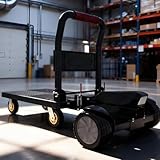 Heavy Duty Motorized Flatbed Cart,Protable Electric Platform Truck with 12km/H,8" All-Terrain Wheels,661lbs Load, 35km Range,Foldable Electric Wagon Cart for Warehouse & Factory 110 * 65cm