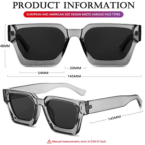 Image of AIEYEZO Square Sunglasses for Women Men Square Thick Frame Sun Glasses Simple Designer Style Shades