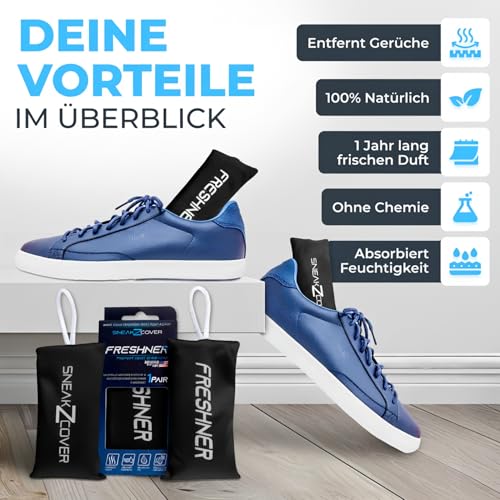 Freshner Schuhdeo gegen Fußgeruch und Schweißfüße | Geruchsentferner und hinterlässt einen frischen Duft | Für Arbeitsschuhe, Sport-Schuhe und Sneaker (Schwarz - Cedar Wild)