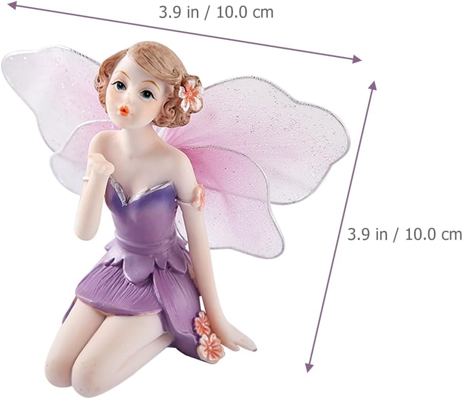 SAFIGLE Resin Fairy Figurine Miniature Flower Fairy Statue Small Figurines for Garden Home Wedding Party Decoration 3.9 Inch